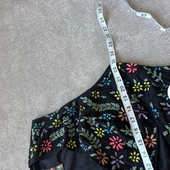 NWT $300 RaeVynn Sequin Emboidered Curve Floral Mini Dress - Picture 3 of 5